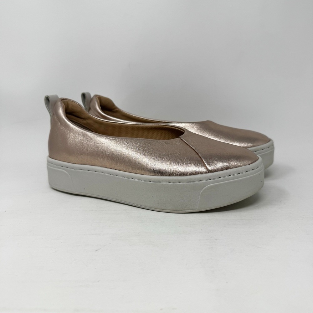 Naked Feet Regime Platform Lightweight Leather Womens Shoes 6.5 Gold Metallic